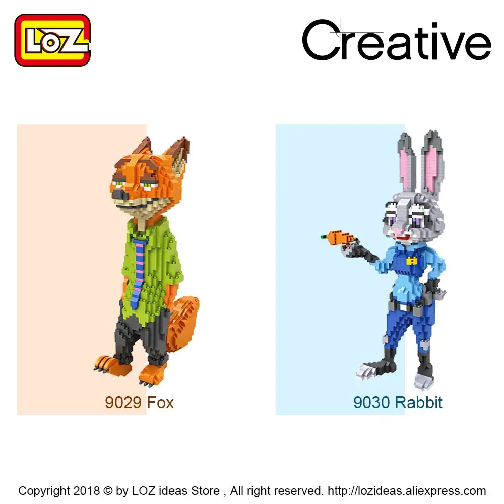 LOZ Diamond Blocks Animals Assembly Action Figures Set Fox Rabbit Educational Toys for Children Building Blocks Bricks Diy