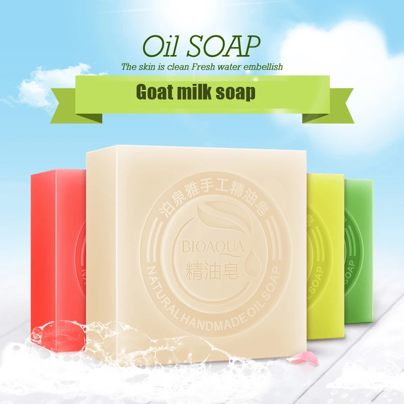 Goat Milk Handmade Oil Soap Allergy Repair Shrink Pores Anti Acne Treatment Moisturizing Skin Whitening Soap Bath Hair Care 100g