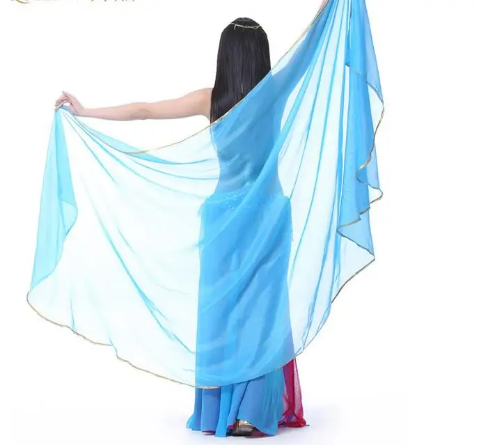 250*120cm Stage Performance Belly Dance Scarf Shawl Light Texture Half Circle Veils Professional Women Belly Dance Veil Chiffon