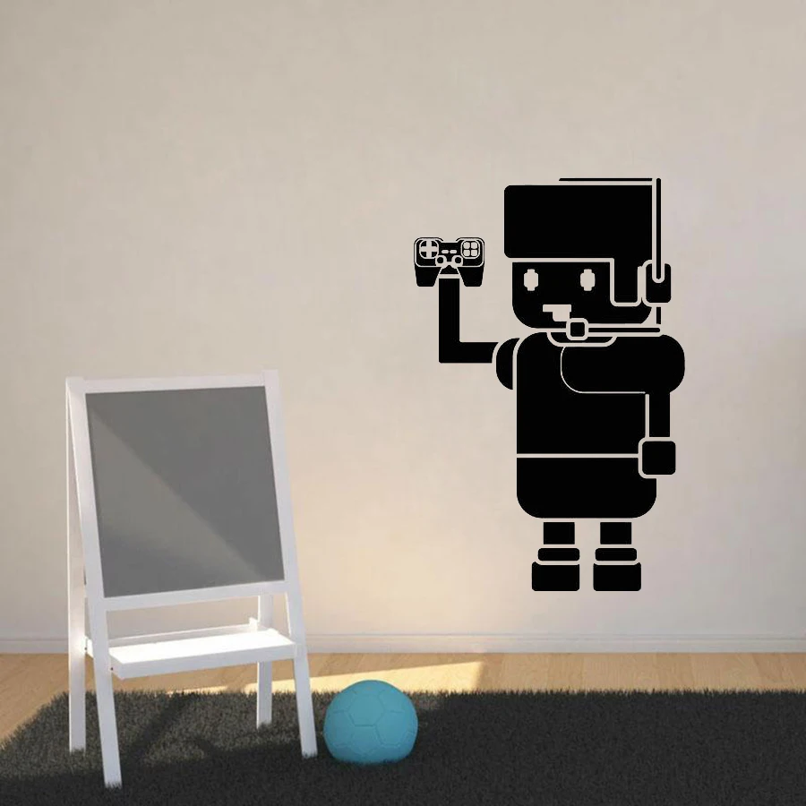 Cartoon Gamer With Joystick Video Game Wall Stickers Decal Kids Bedroom Home Wall Decoration Vinyl Art Sticker Wallpaper D364