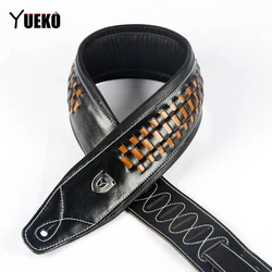 YUEKO Cowhide Leather Guitar Strap  Handmade Knit High Quality Strap For Acoustic Electric Bass Guitar Strap Guitar Accessories