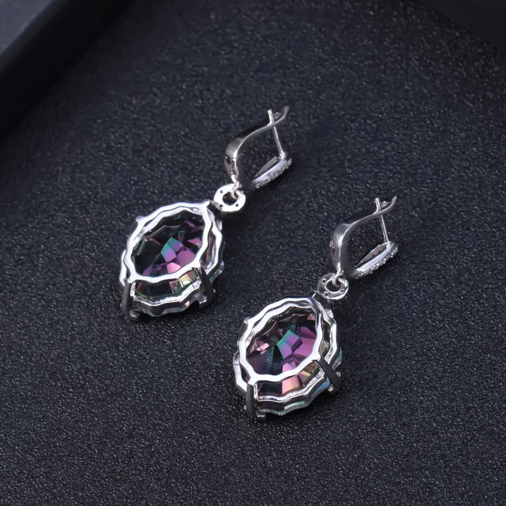 GEM\'S BALLET 48.42Ct Natural Rainbow Mystic Quartz Earrings 925 Sterling Silver Vintage Drop Earrings For Women Fine Jewelry