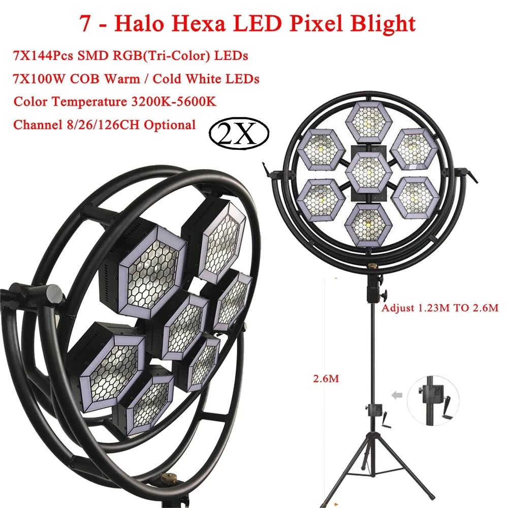 New Professional LED Stage Lights 7 - Halo Hexa LED Pixel Light DMX512 Stage Lighting Effect Master-Slave LED Flat For DJ Disco