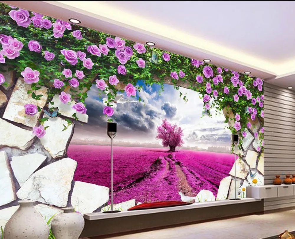 

Flower Dream TV backdrop 3d wallpaper flower 3d wallpaper TV background wallpaper the living room sofa backdrop mural