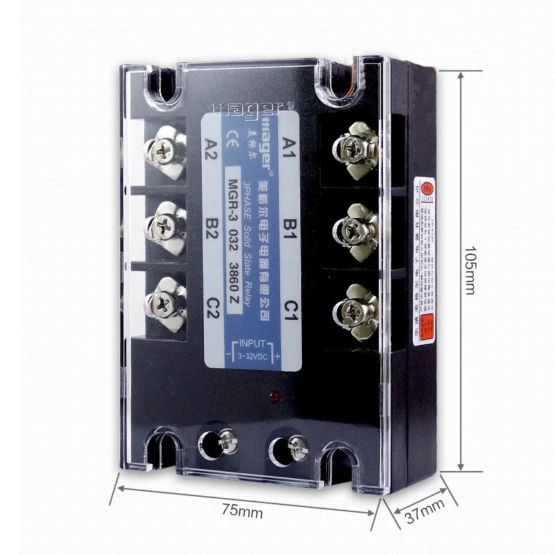 Free shipping 1pc High quality 60A Mager SSRMGR-3 032 3860Z DC-AC Three phase solid state relay DC control AC 60A