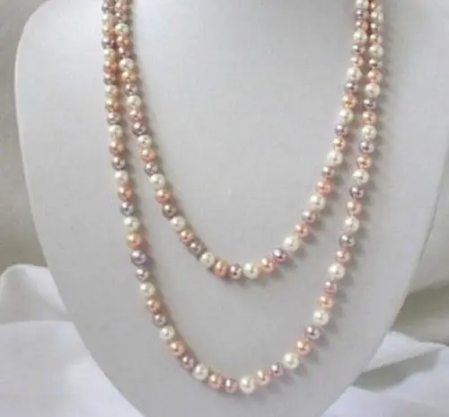 

Long 7-8mm Natural Multicolor Akoya Cultured Pearl Necklace