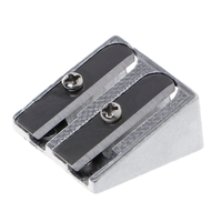 Metal Bevelled Double Hole Pencil Sharpener School Office Sharpener Stationery Stainless Steel Blade 2.3x1.3x1cm