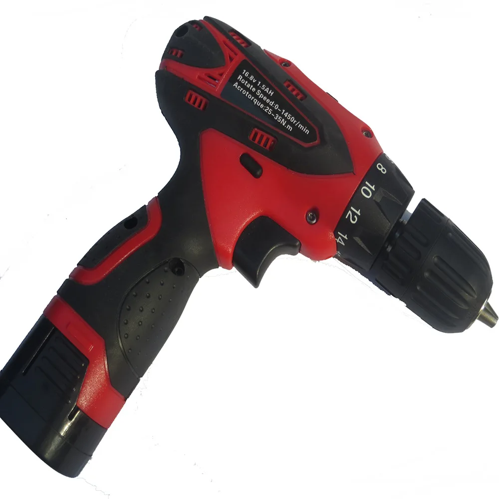 Batería recargable de litio de alta calidad, destornillador eléctrico con enchufe europeo, 0-1400r/min, velocidad de rotación, modo de 2 velocidades, instrumento de potencia