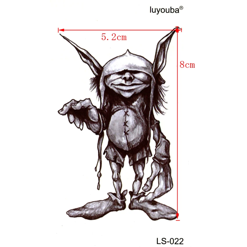 Goblin waterproof temporary tattoos men beauty small dwarf harajuku tatoo sleeves flash tattoo sticker tatuaje temporal