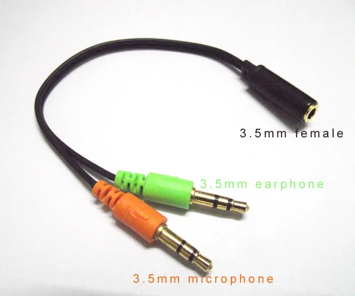 

Gold Plated 3.5 mm Headphone & Mic Combine 1 one Female to 2 Male Headphone Microphone Audio Cable for headset PC/Laptop