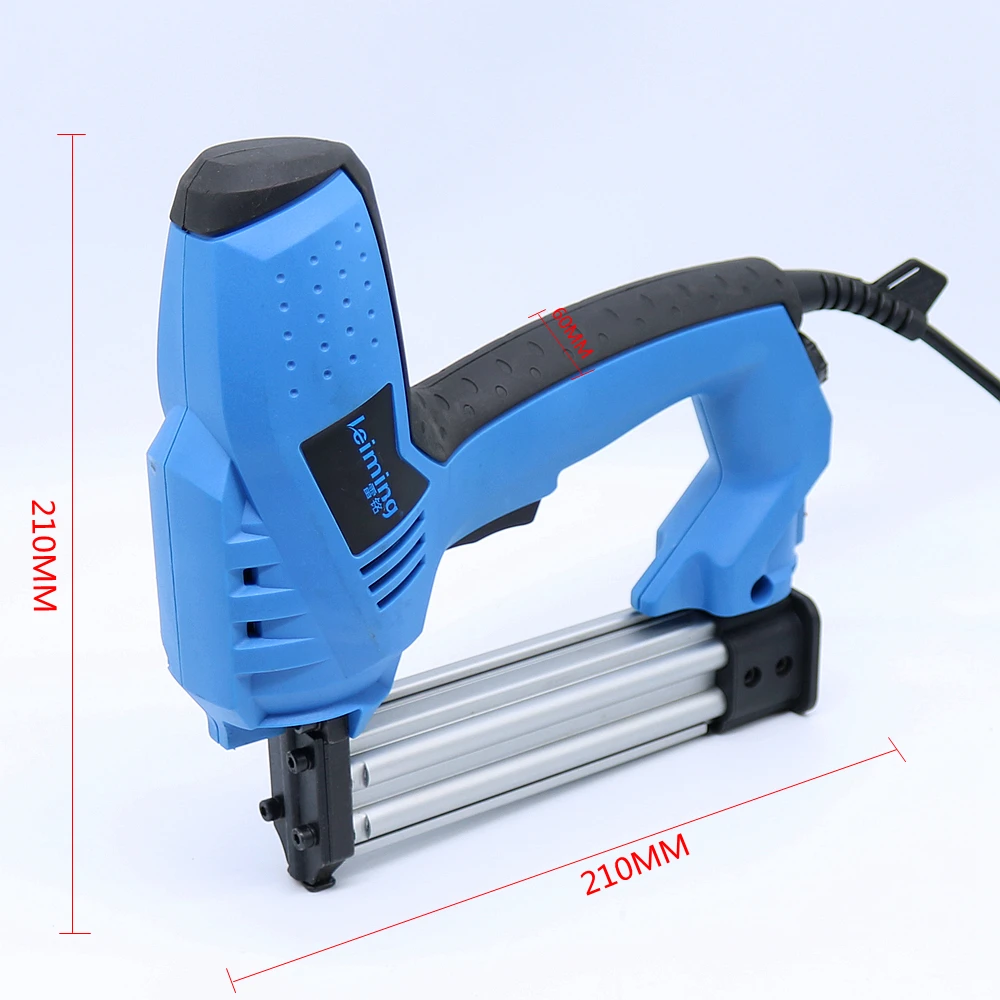 Pistola de grampo elétrica 200v-240v 2 em 1, nailer e grampeador, ferramenta elétrica para unhas com 500 peças de unhas para móveis de madeira