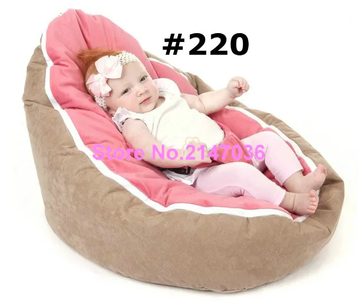 

Comfortable Zipper Baby Bean Bag Soft Sleeping Bag Portable Seat Without Filling - brown / pink