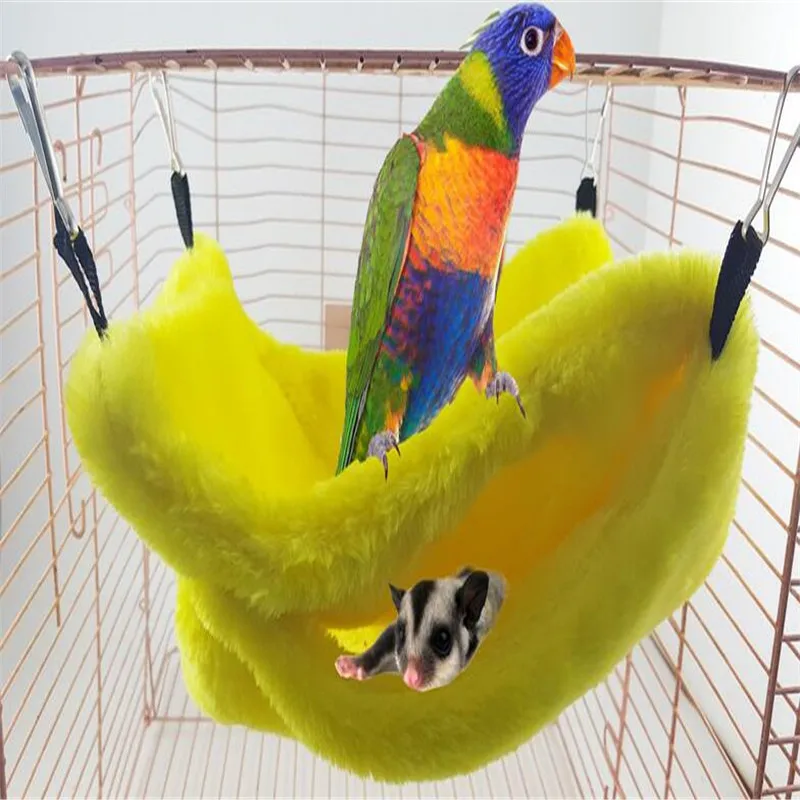 New Parrot Bird Nest Dual Layer Pet Hamster Cages Shed Hammock Soft Plush Snuggle Fluffy Hanging Cave Warm Canary Hut Bedroom