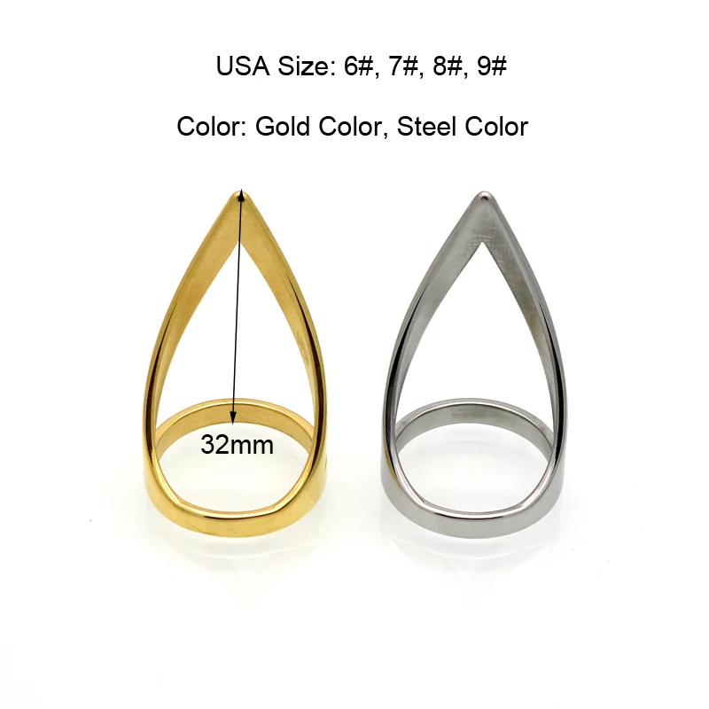 BORASI Gold Color Female Anel 32mm Wide Exaggerated Big Ring Stainless Steel Finger Rings For Women Wholesale Jewelry anillos