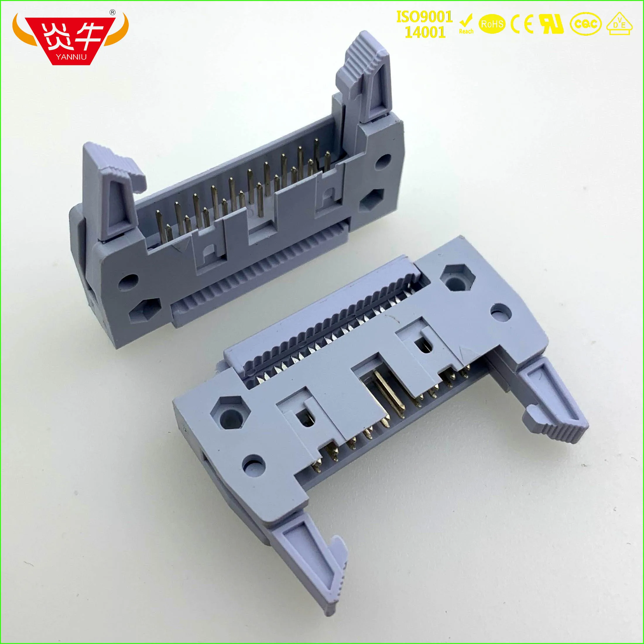 50Pcs CRIMPING ROW LINE DC2-DIDC-20P SOCKET BOX 2.54mm PITCH EJECTOR HEADER CONNECTOR 2*10P 20PIN CONTACT PART GOLD-PLATED