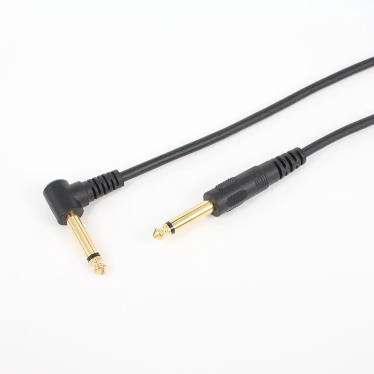 50pcs/lot wholesale 6.35mm Right Angle Mono Jack 1/4 inch Male To Male Cable Guitar Amp DVD microphone Audio Cable Cords 5ft