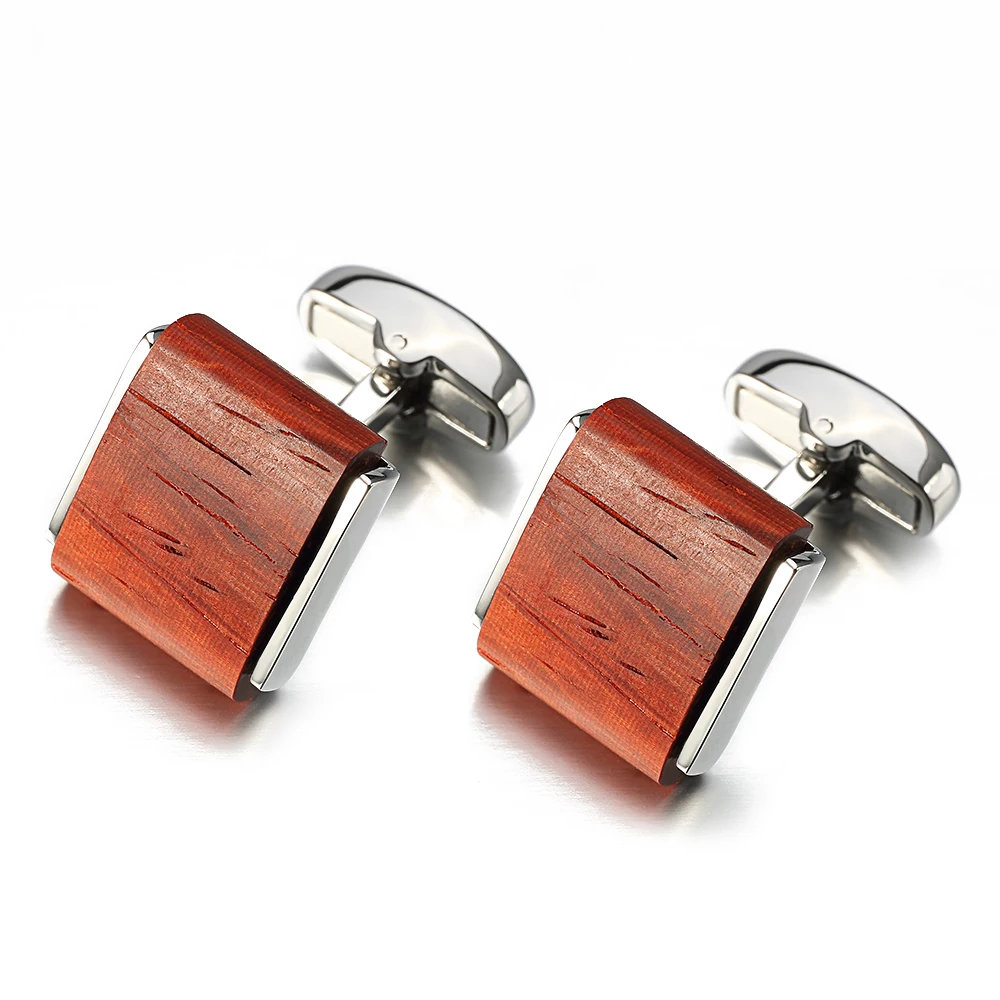 High Quality Square Rosewood Cufflinks For Men Shirt Cuffs Cuff links Lepton Brand Low-key Luxury Wood Cufflinks For Men Jewelry