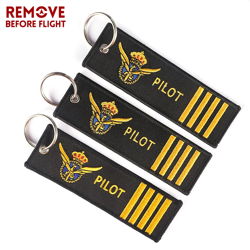 3 PCS/LOT Pilot Key Chain for Aviation Gifts Motorcycle Key Chains Embroidery Key Fob Fashionable Remove Before Flight Keychain