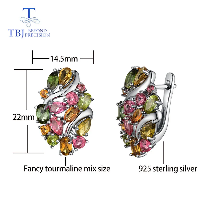 TBJ,Natural Brazil tourmaline clasp earring 925 sterling silver fine jewelry for women wife luxury design anniversary party gift