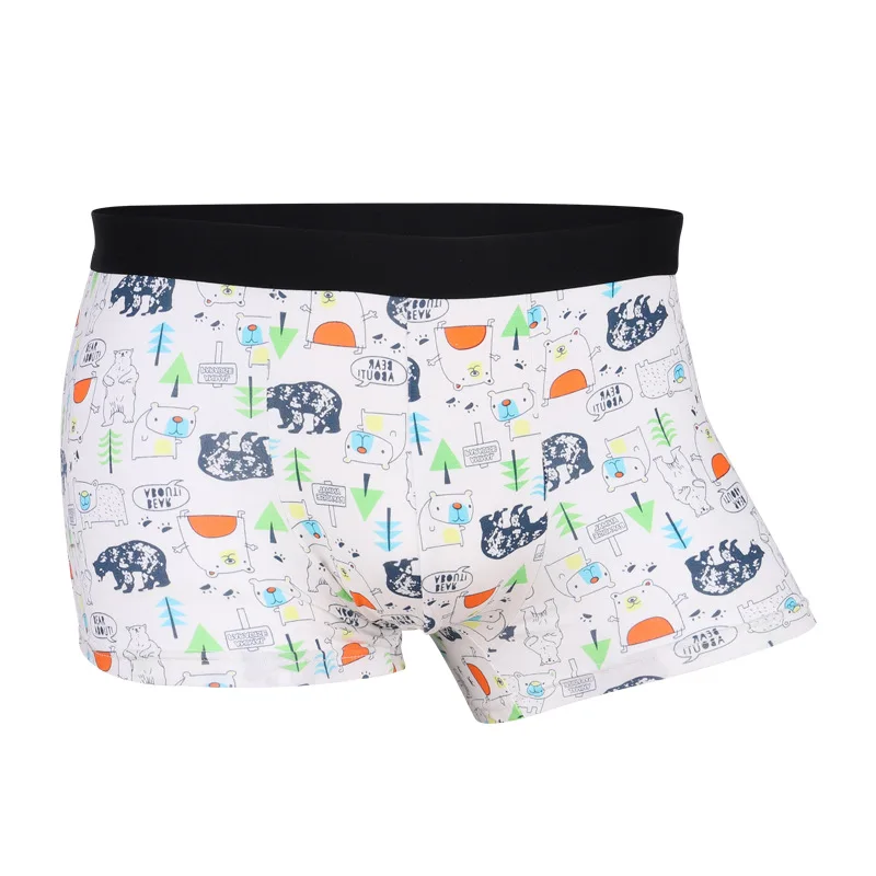 Fashion Youth Man Cartoon Modal Underwear Personality Print Male Boxer Shorts Middle Waist Breathable U Pouch Mens Underpants