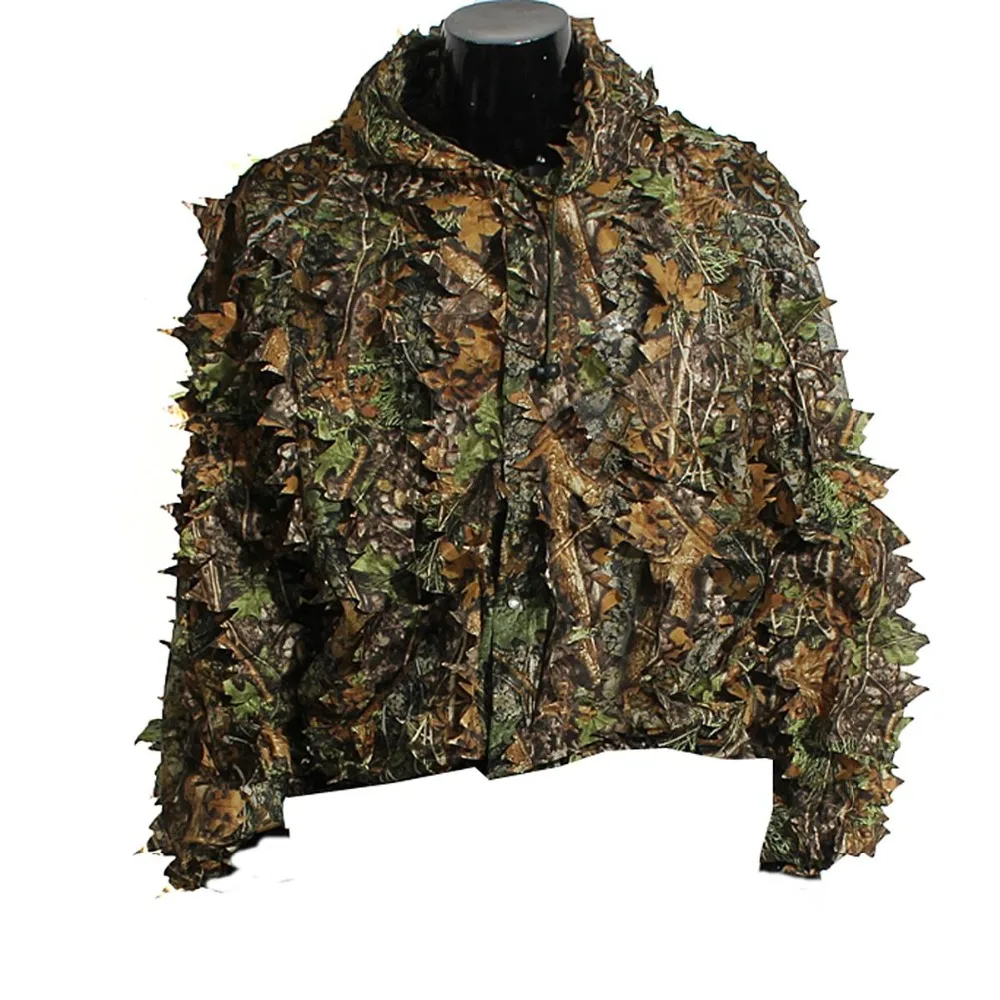 Adulto 3D Folhas Bionic Camuflagem Caça Ghillie Suit Durável CS Tiro Terno Respirável Tático Militar Combate Roupas Set