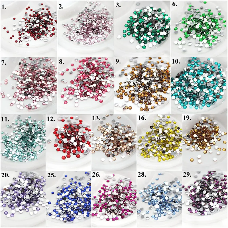 5mm 14 Facets Multicolored Colors Round Resin Flatback Rhinestone Stones Decorations 10000Pcs/bag Diy for bag, shoes, pants