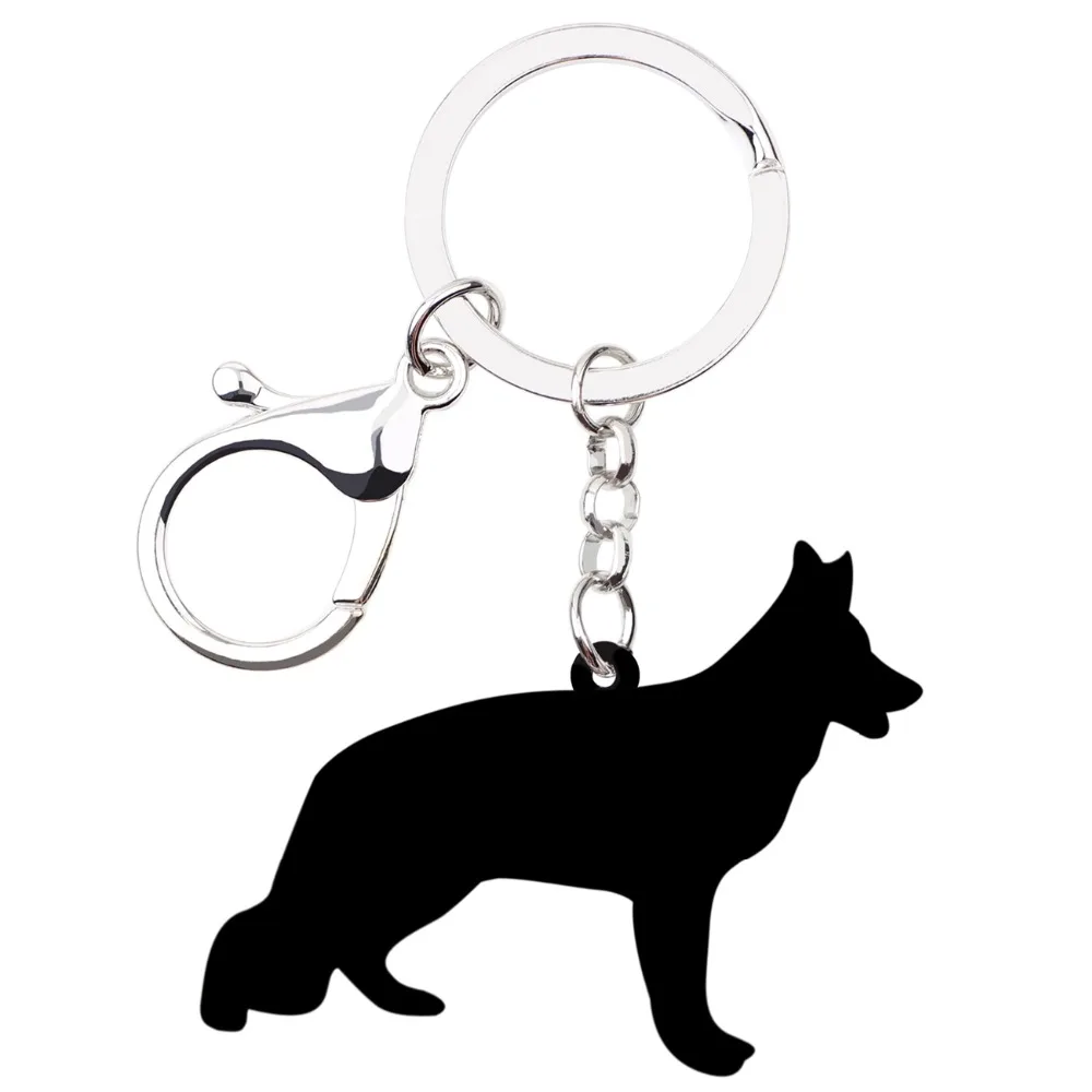 Bonsny Acrylic Standing German Shepherd Dog Key Chains Keychains Ring Animal Jewelry For Women Girls Pet Lovers Bag Car Charms