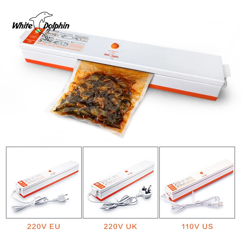 ماكينة تعبئة وتغليف وتفريغ الهواء للأغراض المنزلية بقدرة 220 فولت ماكينة حفظ الطعام الطازج مزودة بثلاث لفات أكياس تخزين