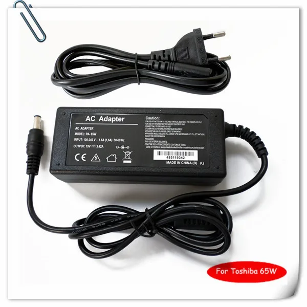 Laptop Power Supply + Cord for Toshiba Satellite A85-S107 L45-S4687 A205-S4577 19V 3.42A carregador de bateria portatil caderno