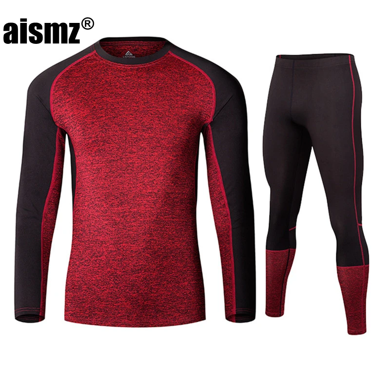 Aismz New Winter Men Thermal Underwear Sets Fleece Warm Long Johns Breathable Thermo Underwear Quick Dry Top and Pant Suit Tight