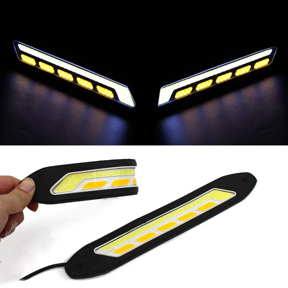 NEW LED DRL Flexible Daytime Running Light Waterproof Universal COB DRL Kit Day Light Fog Light Auto Driving Day Light 12v 20w