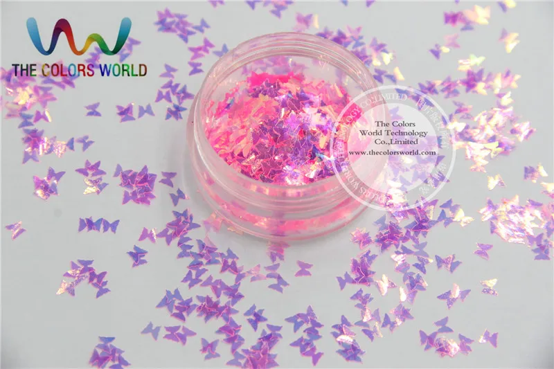 3MM size American Fantasy Iridescent Pink color glitter Butterfly shapes sparkles for Nail Art DIY supplies1pack=50g