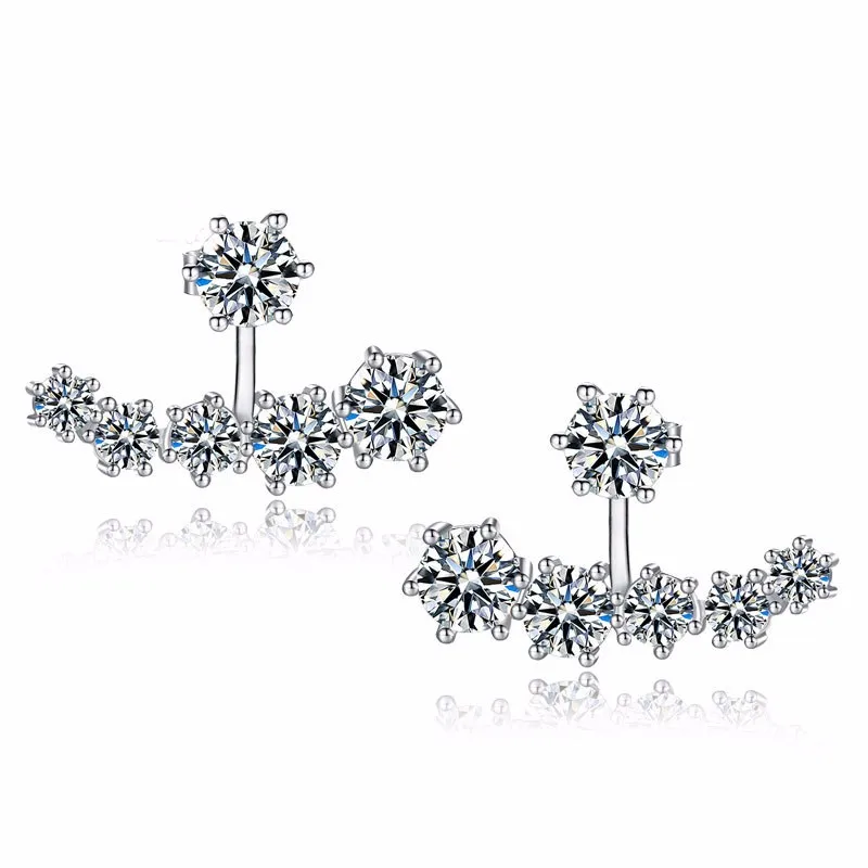 Fashion Style Fine Jewerly Stud Earrings For Women 925 Sterling Silver Needle Clear Cubic Zirconia Trendy Push back Earrings