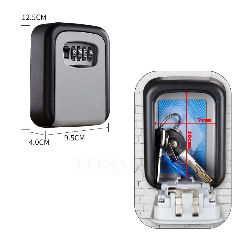 Caja de seguridad oculta montada en la pared, organizador de almacenamiento secreto, combinación de bloqueo de contraseña, para casa, garaje, apartamento, llaves de repuesto para coche
