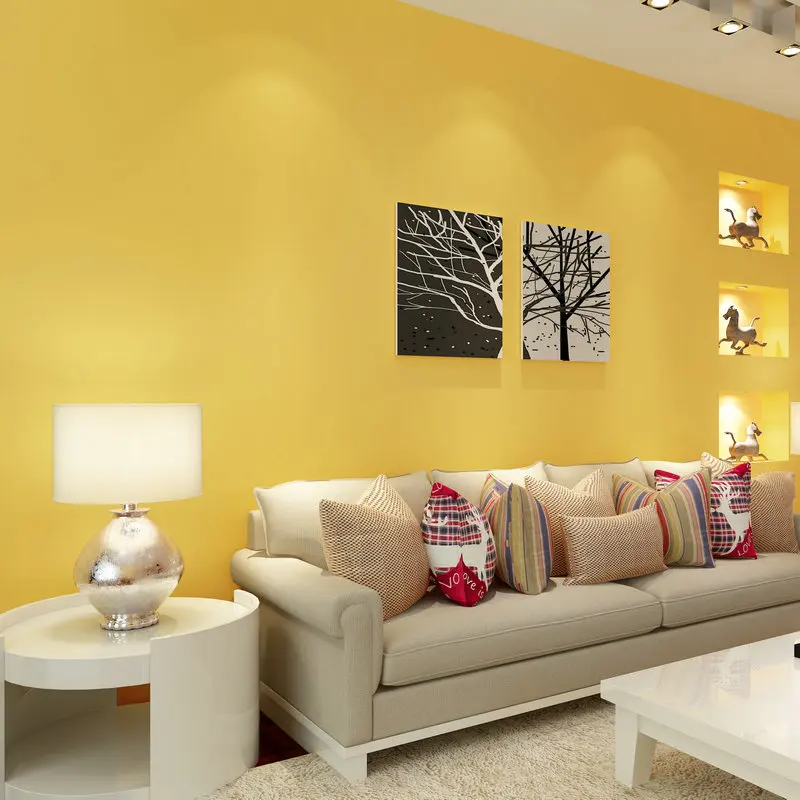 

PAYSOTA Modern Simple Solid Color Yellow Wallpaper Bedroom Living Room Children Room Wall Paper Roll