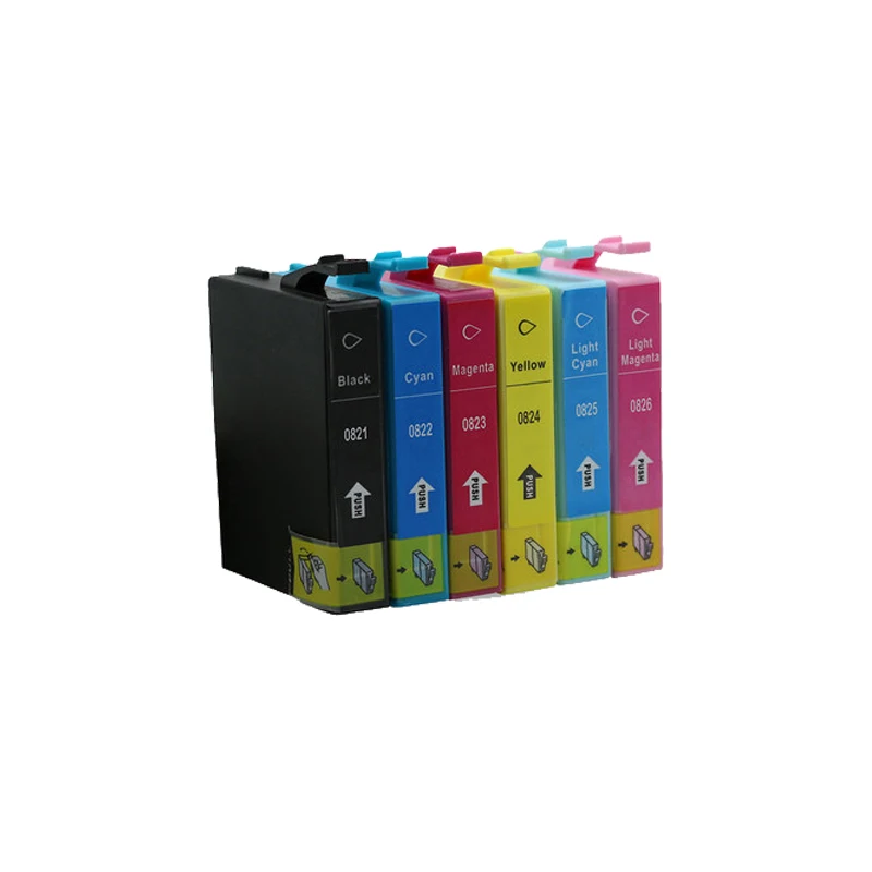 Compatible Ink Cartridges T0821 For Epson t0821 inkjet printer ink cartridge 12pcs with chip high quality cartridges for epson