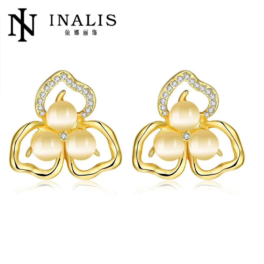 INALIS Shiny Gold Color Fresh Earring Summer New Arrival Bohemia Glass Enamel Flower Earring Accessories Feminine E1088-A