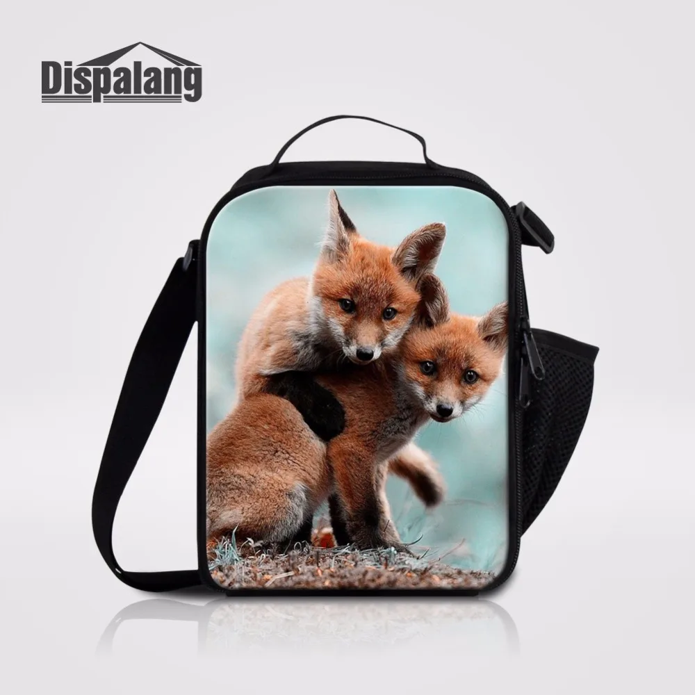 

Dispalang Boy Animal Fox Printed Lunch Bag Wolf Thermal Insulated Cooler Bags For Student Children Portable Food Bag For School