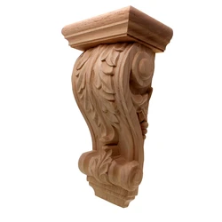 VZLX Vintage Plant Wood Carved Corner Applique Decorate Frame Cabinet Fireplace Door Furniture Decorative Wooden Figurines