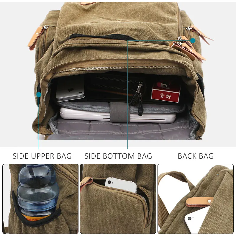 Top Quality Casual Men\'s Backpack Fashion Canvas Students School Shoulder Bag Laptop Rucksack Large Travel Backpacks korean