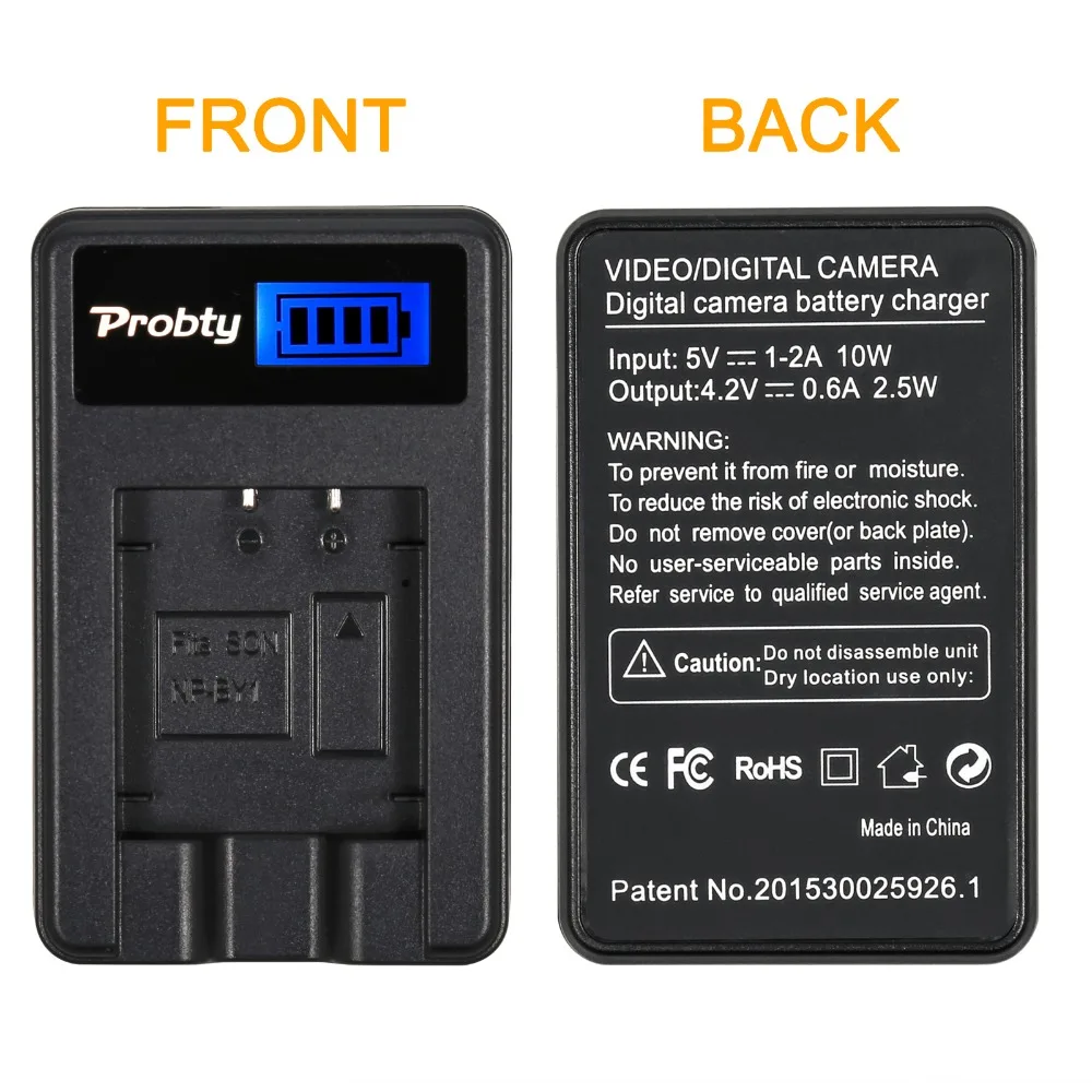 Probty NP-BY1 NPBY1 NP BY1 LCD Battery Charger for Sony HDR-AZ1 HDR-AZ1VR HDR-AS100v AZ1VR AZ1VB AZ1VW