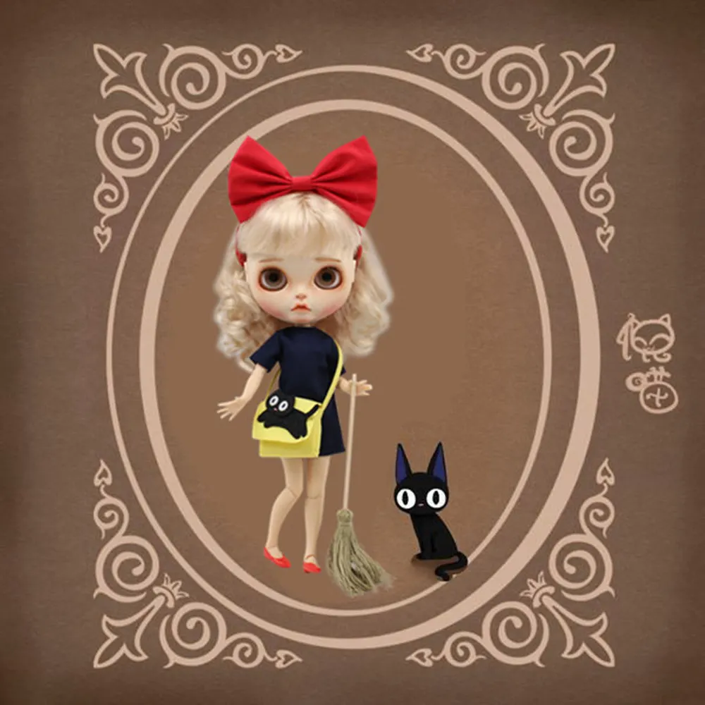 DBS blyth doll icy red bow shoes yellow bag dress clothes gift toy it suitble for 30CM bjd