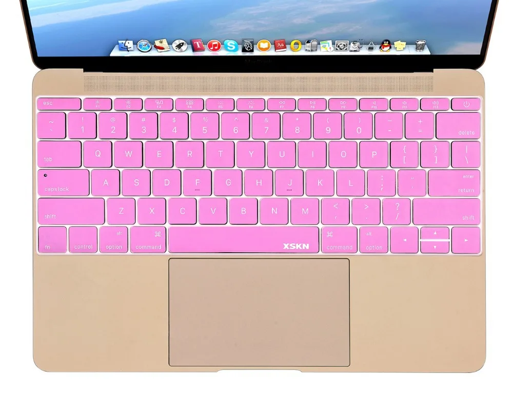 XSKN Candy Color Pink Silicone Rubber Keyboard Protector Cover Skin for MacBook 12 inch,  English Language US Layout