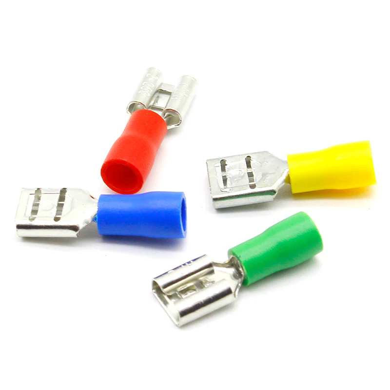 FDD2-250 Female Insulated Electrical Crimp Terminal for 16-14 AWG Connectors Cable Wire Connector 100PCS/Pack FDD2-250 FDD