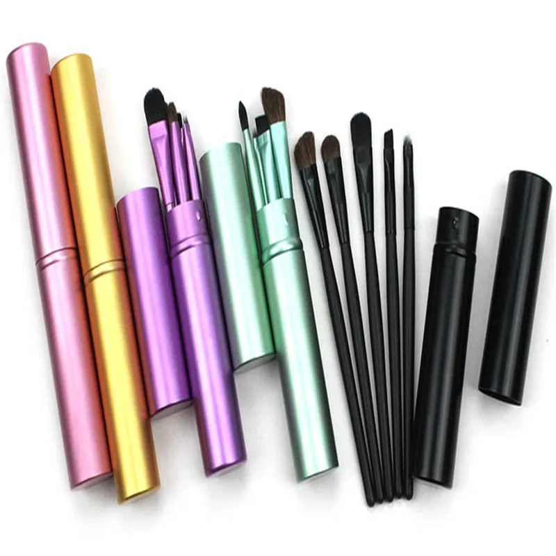 5 pçs/set viagem portátil mini pincéis de maquiagem conjunto sombra de olho delineador sobrancelha lábio escova profissional pincéis de maquiagem kit dropshipp