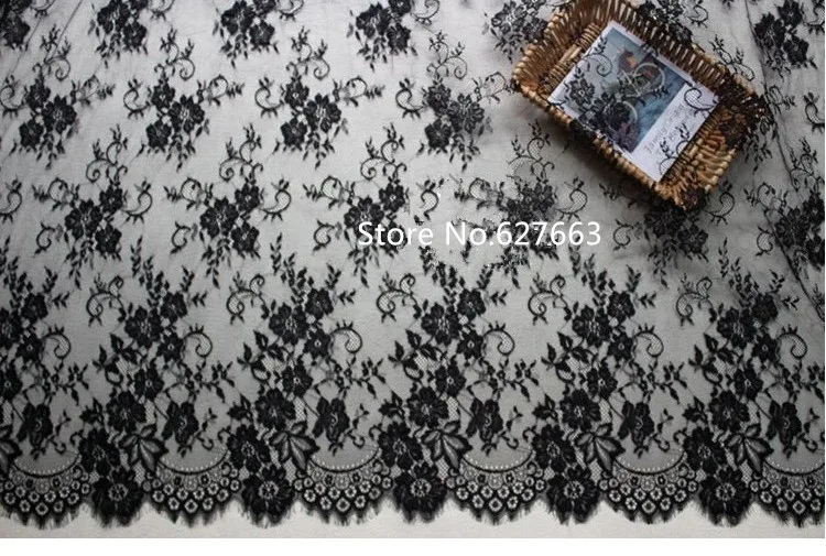 3m/pack width 150cm white black diy exquisite classic eyelash lace decoration embroidery lace fabric Free shipping