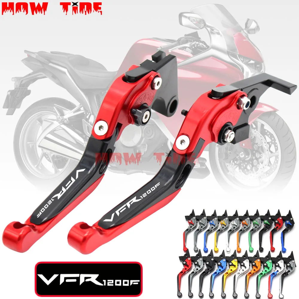 CNC With Logo Telescopic folding Motorcycle Adjustable Brake Clutch Levers For Honda VFR1200F VFR 1200F 1200/F 2010-2014