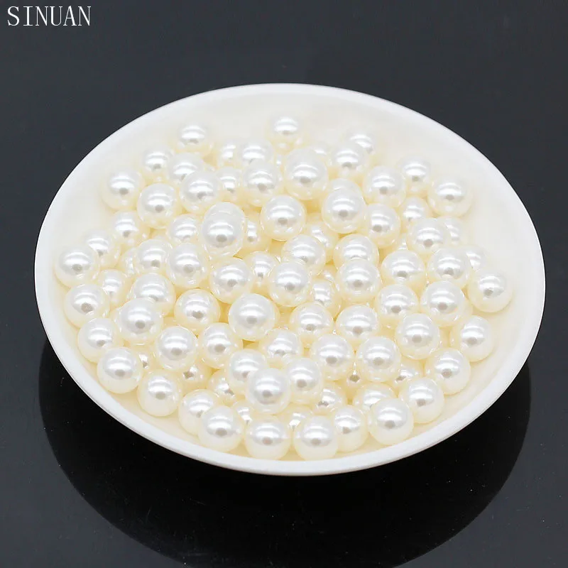 Plastic Pearl Beads Round Beards 6MM/8MM/10MM Non Hole 50Pieces/lot ABS Pearl Decoration Handmade Craft Crafts Accessories