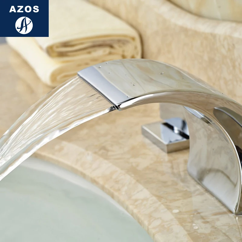 Azos Split FaucetWaterfall Waterfall Brass Chrome Cold and Hot Switch  Kitchen Bathroom Shower Room Double Handle Three Holes Ro