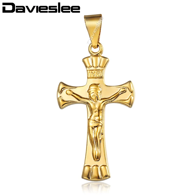 Crucifix Jesus Cross Pendant For Men Women Gold Color Christian Pendants Woman Jewelry Gifts Dropshipping Wholesale LGPP01